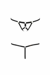 Трусики стрінги зі стреп Passion Exclusive ARMANDA THONG XXL/XXXL, black Sex Aura