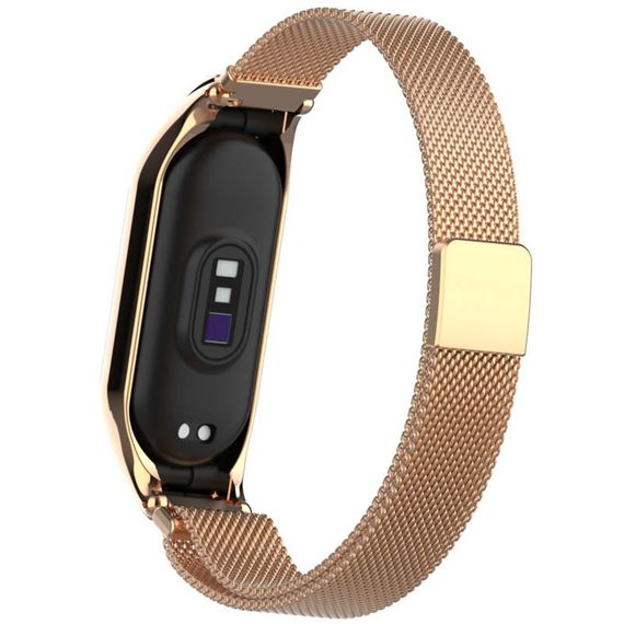 Ремінець Milanese Loop Design для Xiaomi Mi Band 5/6 Rose Gold | Зображення 1