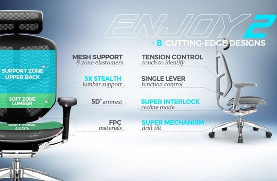 Кресло офисное Comfort Seating ENJOY Elite 2 (EJE2-AG-HAM-5D-L, сетка T-168-B4 Cobalt) | Зображення 5