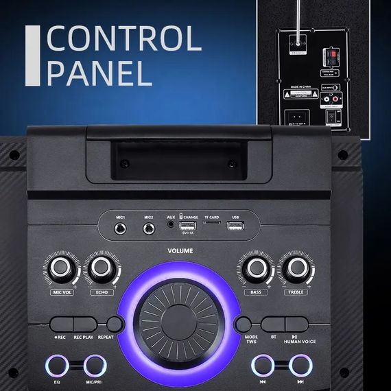 Акустическая система портативная XPRO HS-TD1020 с двумя микрофонами караоке(MER-15697_9455) | Зображення 7