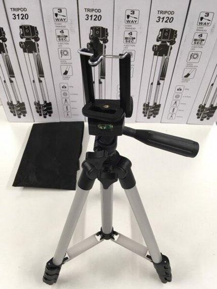 Штатив для фотоаппарата трипод 3120A + чехол Чёрный | Зображення 6