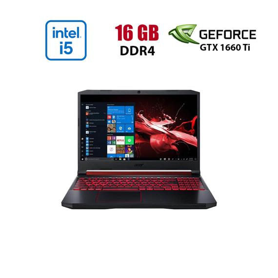 Ігровий ноутбук Acer Nitro 5 AN515-54-55LC / 15.6" (1920x1080) IPS / Intel Core i5-9300H (4 (8) ядра по 2.4 - 4.1 GHz) / 16 GB DDR4 / 480 GB SSD / nVidia GeForce GTX 1660 Ti, 6 GB GDDR6, 192-bit / WebCam б/в