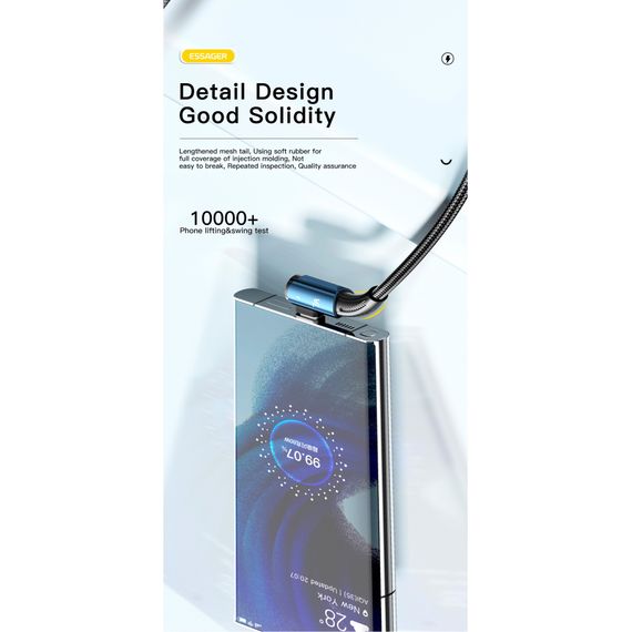 Дата кабель USB 2.0 AM to USB-C 2.0m 100W blue Essager (EXCWT7A-CGA03-P) | Зображення 6