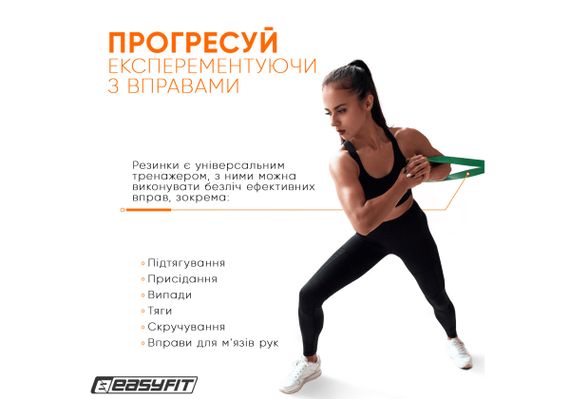 Гумова петля-еспандер Easyfit Origin 19-65 кг гумка для підтягувань, фітнесу та тренувань Зелена (EF-2654-5) | Зображення 6