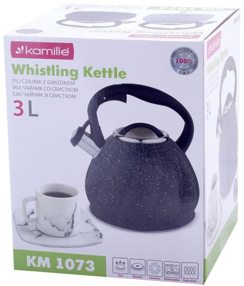 Чайник Kamille Whistling Kettle Marble 3л з нержавіючої сталі зі свистком (сірий мармур) | Зображення 5