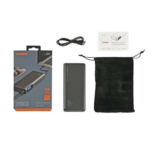 Павербанк 20000 mAh Videx VPB-323 100W PD LED дисплей чорний | Зображення 8