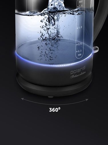Електрочайник Polaris Water Way Black PWK 17103CGL 1.5 л чорний | Зображення 6