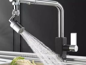 Насадка на кран Water для змішувача Металевий аератор поворотна головка на 720 градусів з 2 режимами вигнутий обертовий