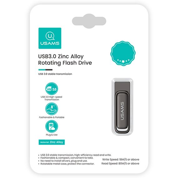 Флеш-накопичувач Usams US-ZB334 USB 3.0 Zinc Alloy Rotating – 256GB Tarnish | Зображення 5