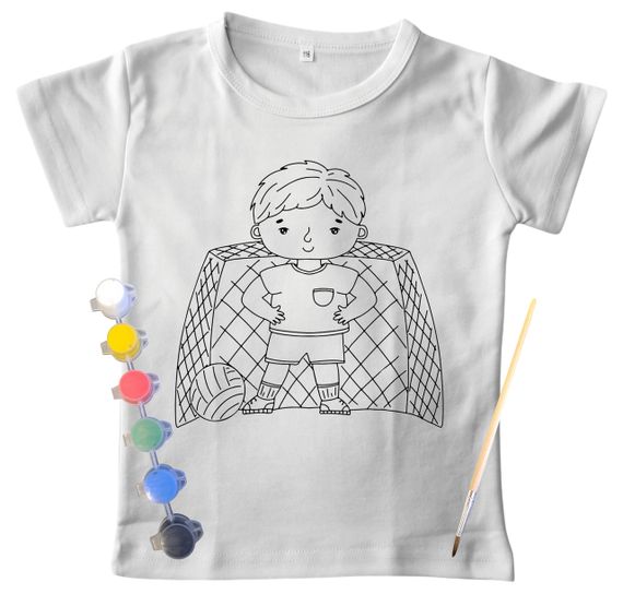 Дитячий набір для творчості Футболка Розмальовка "Футболіст Воротар" біла (ДФ0006) 98