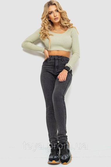 Женские джинсы однотонные сезон демисезон цвет темно-серый размер 28 FG_01350 | Зображення 1