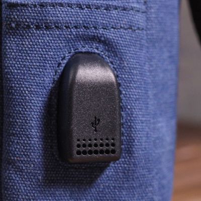 Сумка Vintage З USB кабелем через плече із текстилю Синя (21224) | Зображення 8