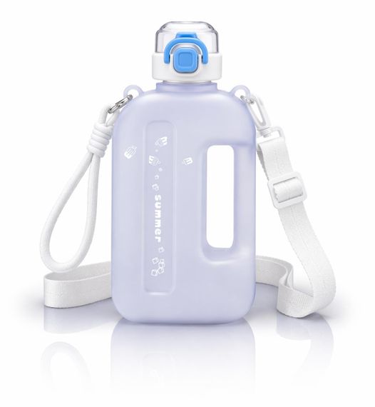 Эко-бутылка для воды 750 мл белая матовая, BPA-free с ремешком и мерной шкалой | Зображення 1