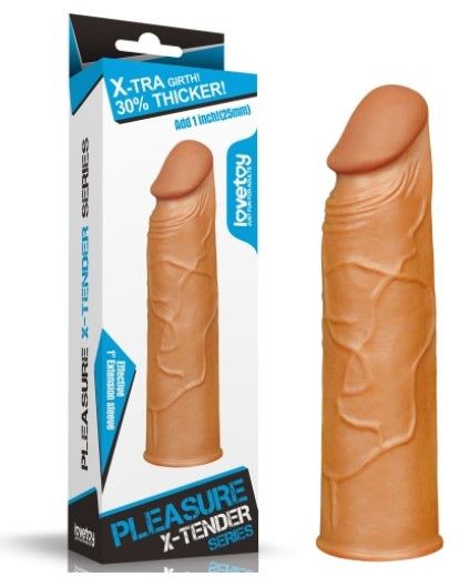 Насадка на член - Pleasure X-Tender Penis Sleeve Add 1" Brown Sex Aura