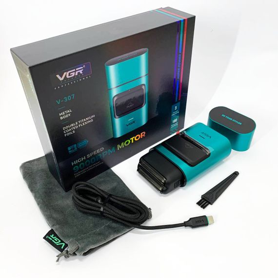 Електробритва-шейвер для бороди та обличчя VGR V-307 GREEN металевий корпус | Зображення 7