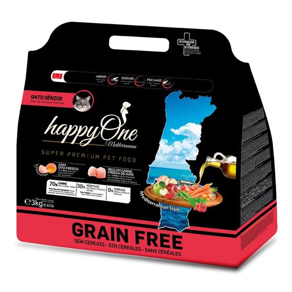 Корм happyOne Mediterraneum Senior Cat Fresh Meat сухий для старіючих котів 3 кг