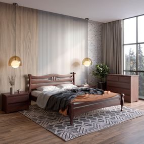 Полуторне дерев&#039;яне ліжко Mebigrand Даллас Горіх темний 120х200 см