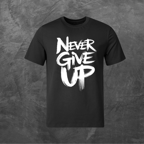 Футболка унисекс с принтом Never Give Up базовая черная XS