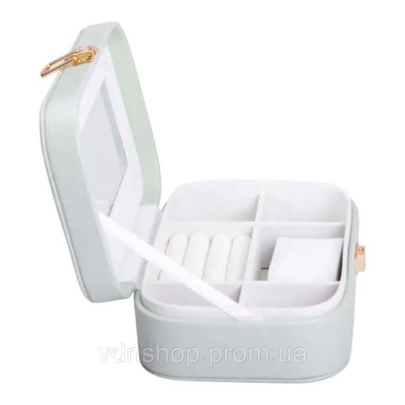 Шкатулка для украшений из эко кожи 15×10×5 см с зеркалом органайзер для ювелирных изделий HP-5-33TU | Зображення 2