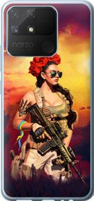 Чехол на Realme Narzo 50A Украинка с оружием "5316u-2514-17620"