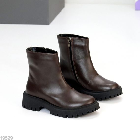 Практичні універсальні шкіряні черевики на флісі колір Шоколад | Зображення 2