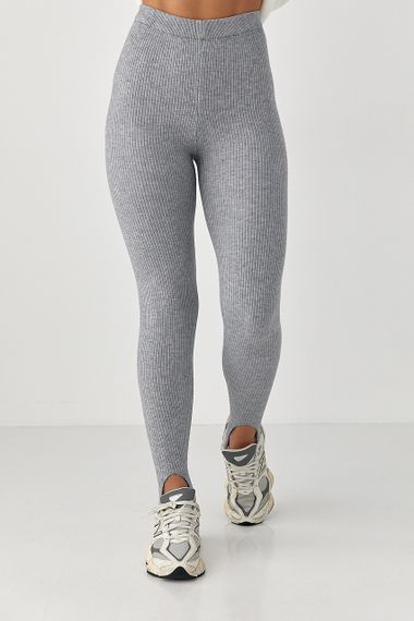 Утеплені лосини в рубчик зі штрипками - сірий цвет, ONE SIZE (є розміри)