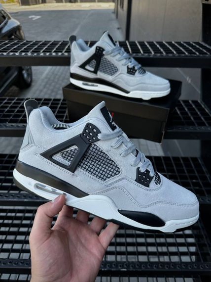 Кросівки Nike Air Jordan 4 Retro, замша (light gray) | Зображення 1