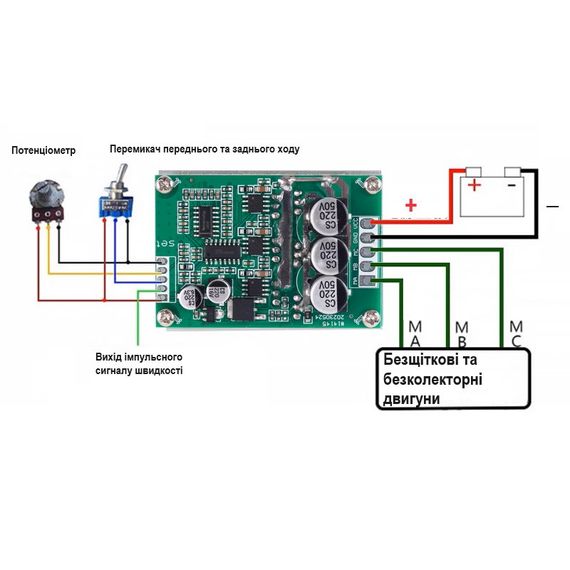 Шим PWM bldc регулятор DC 12V-36V 500W с радиатором | Зображення 1