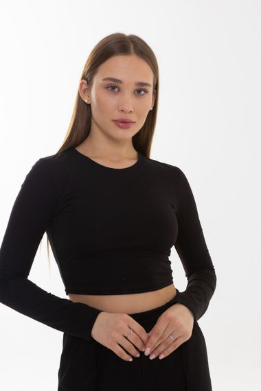 Кроп топ 4Profi с длинным рукавом черный размер М 24628 | Зображення 6