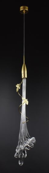 Люстра світлодіодна підвісна LED світильник для квартири на стелю лед 26840 Латунь 55-200х12х12 см. | Зображення 9