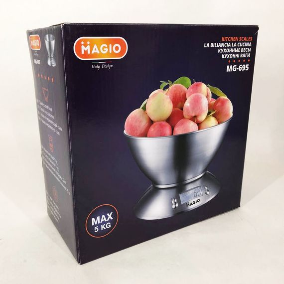 Весы кухонные на 5 кг из нержавеющей стали MAGIO MG-695, весы мини, Весы кухонные со съемной чашей | Зображення 9
