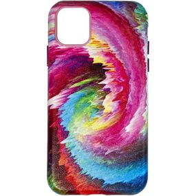 Кожаный чехол Colour Splash для Apple iPhone 14 Pro (6.1") Искусственная кожа, Pink / Blue