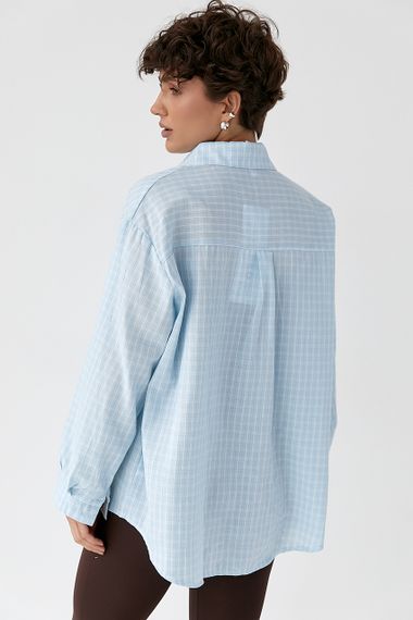 Класична сорочка в дрібну клітинку - блакитний цвет, ONE SIZE (є розміри) | Зображення 1