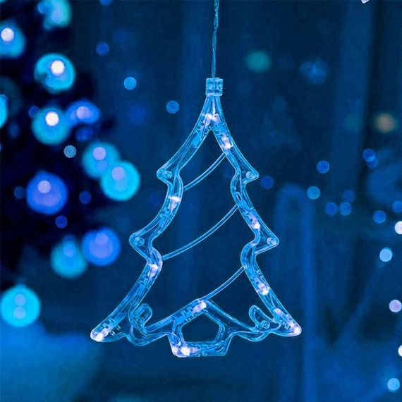 Гірлянда штора 2,5 м від мережі, з фігурками 12шт, Синій / Новорічна світлодіодна гірлянда на вікно | Зображення 3