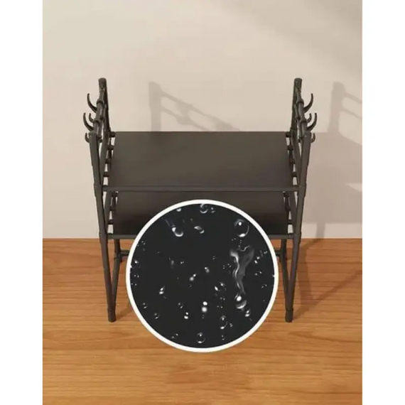 Кухонна підставка для мікрохвильовки та посуду на кухню, багатофункціональна полиця з гачками | Зображення 6