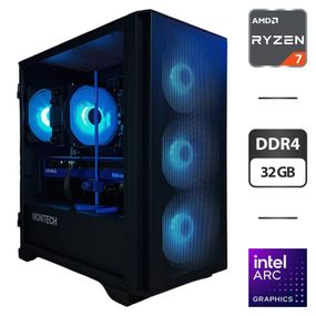 Збірка на замовлення: ігровий ПК Montech Air 100 ARGB Tower / AMD Ryzen 7 5700X (8 (16) ядер по 3.4 - 4.6 GHz) / 32 GB DDR4 / 1000 GB SSD M.2 / Intel Arc B580, 12 GB GDDR6, 192-bit / 650W