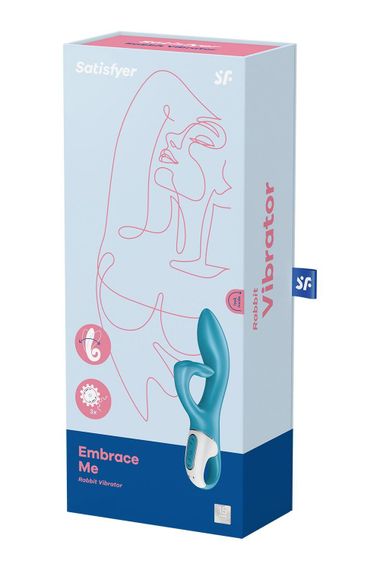 Вібратор-кролик із потрійним відростком Satisfyer Embrace me Turquoise, 2 мотори, діаметр 3,6 см | Зображення 6