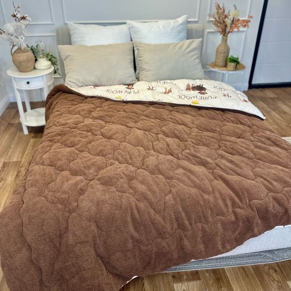Ковдра двоспальна відкрита двостороння з вовни Arda Pure Wool 21446 175х215 см шоколадне | Зображення 5