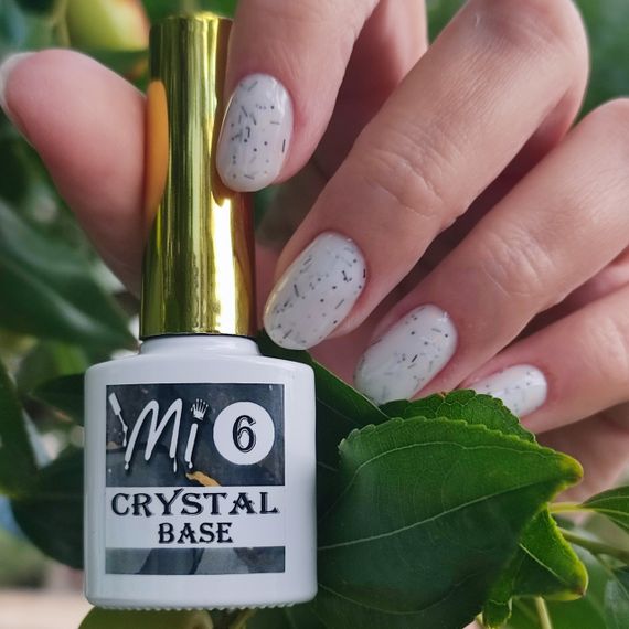 Crystal base Mi #6 (молочна база з чорно-біло-золотою стружкою) 8мл | Зображення 3