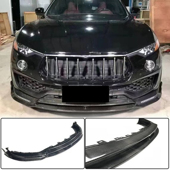 Накладка на передний бампер Lip V2 (для Base/S, Карбон) для Maserati Levante 2016- гг