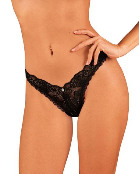 Мереживні стрінги Obsessive Donna Dream thong XS/S Black, низька посадка sexstyle