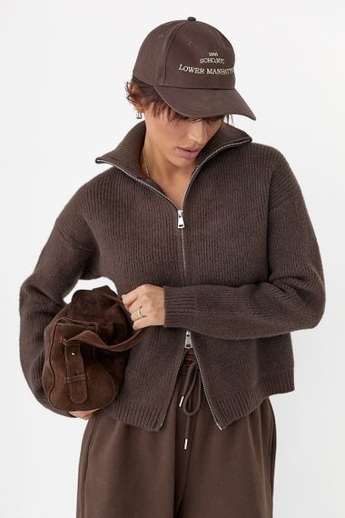 Теплий кардиган із коміром - коричневий цвет, ONE SIZE (є розміри) | Зображення 4