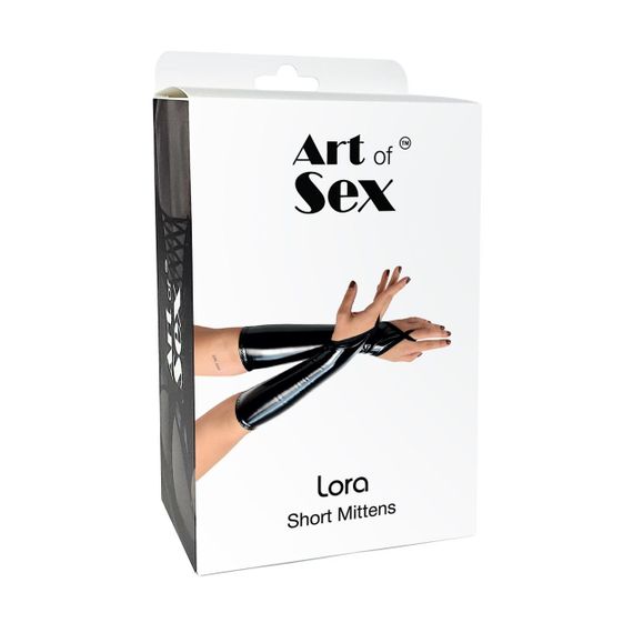 Виниловые миттинки Art of Sex - Lora короткие, размер M, цвет черный Sex Aura | Зображення 2