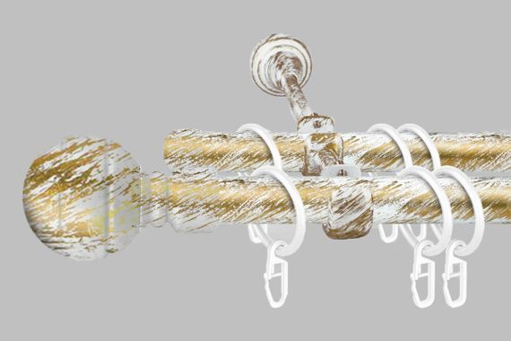 Карниз для штор дворядний металевий 19 мм, Біле Золото (комплект) 240 см подвійний