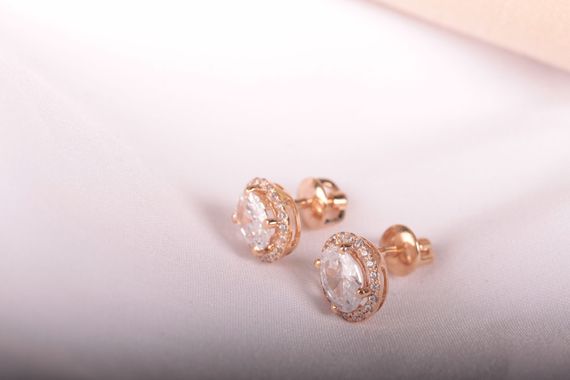 Сережки гвоздики из красного золота | Зображення 6