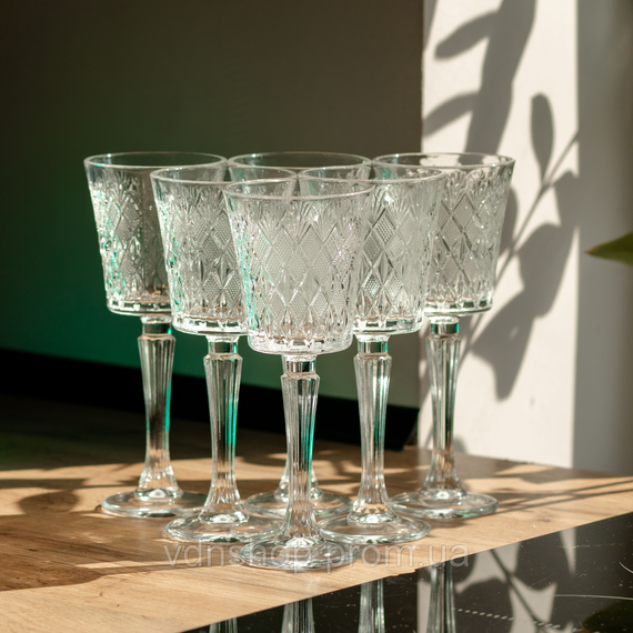 Набір келихів для вина 6 шт 225 мл на високій ніжці HP-19-128 | Зображення 3