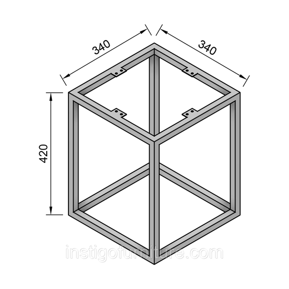 Каркас для журнального столу з металу 340×340mm, H=420mm Білий | Зображення 4
