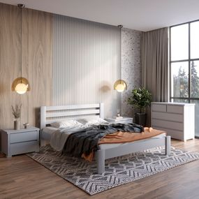 Двоспальне ліжко Mebigrand Колумбія Світло-сірий (RAL 7040) 140х190 см (MBG-2037)