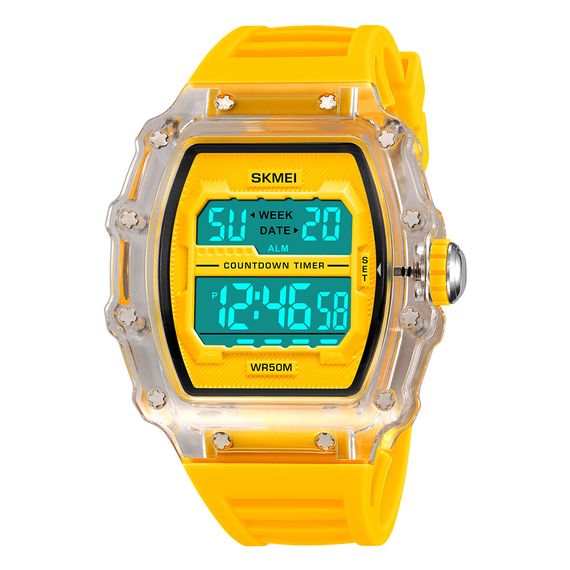 Чоловічий годинник Skmei 2296WTYL White-Yellow | Зображення 1