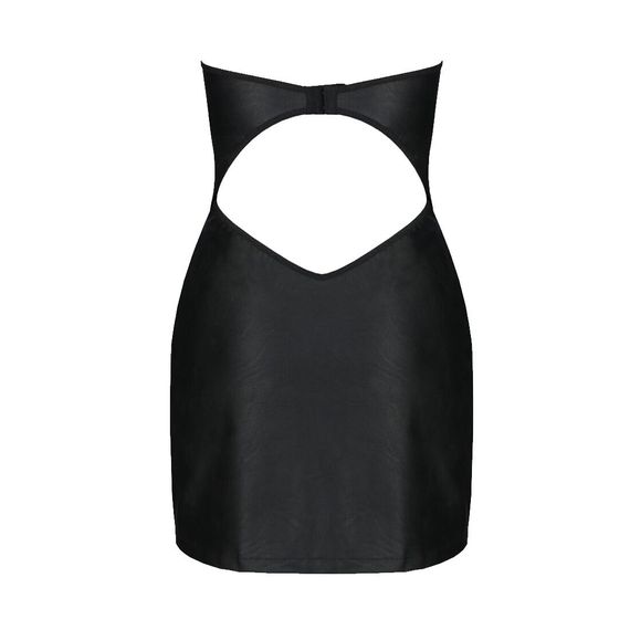 Мини-платье из экокожи Passion CELINE CHEMISE 4XL/5XL, black, шнуровка, трусики в комплекте | Зображення 3